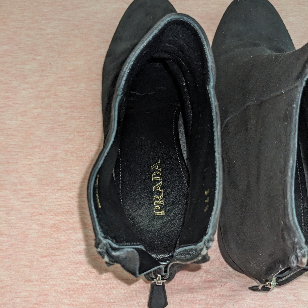 Prada Calzature Donna Camoscio Nero Ankle Boots - Picture 6 of 9
